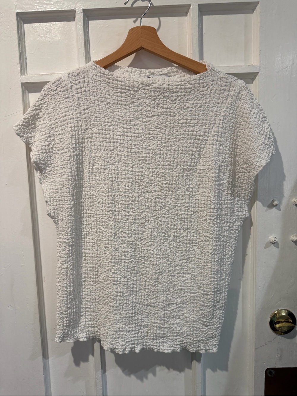 Zara Cream Textured Short Sleeve Tunic